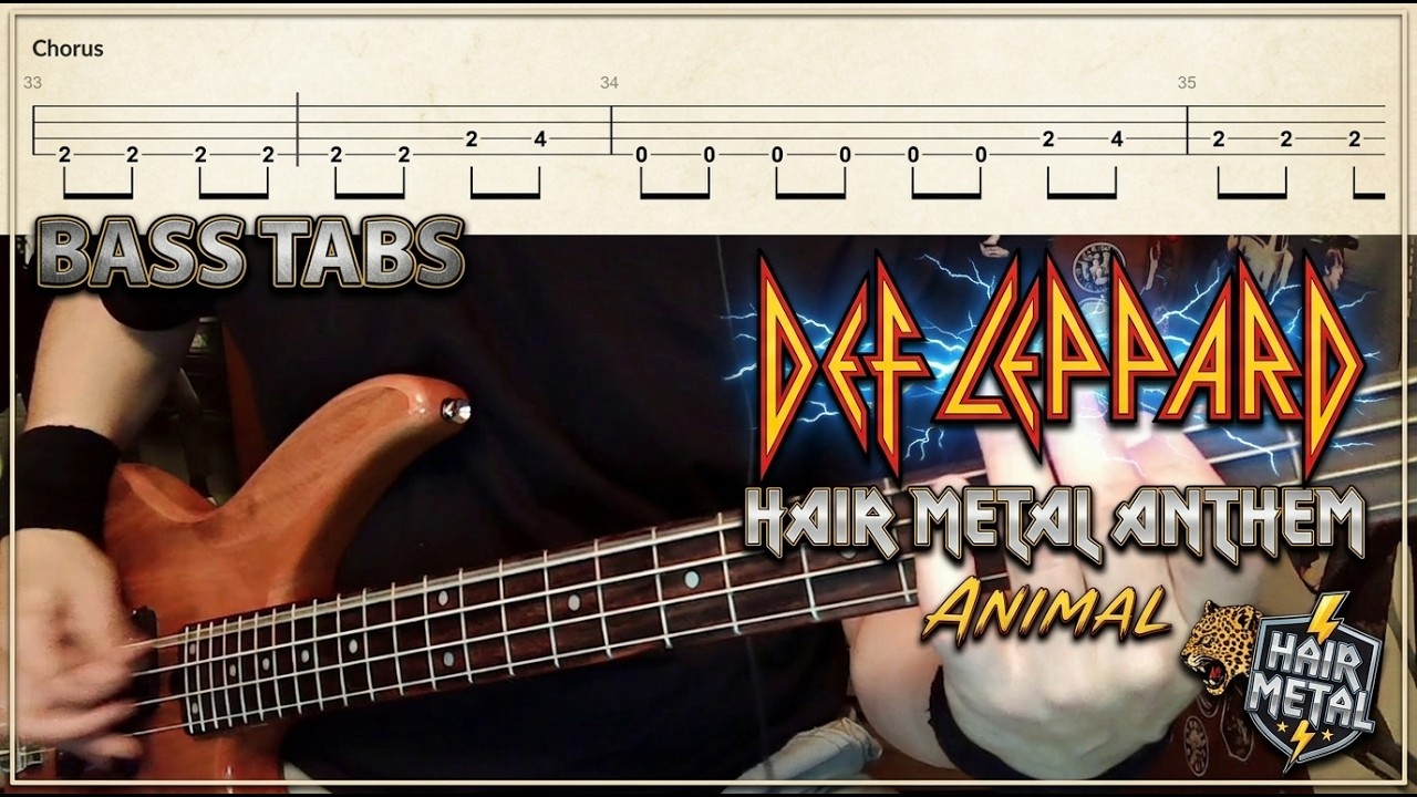 Animal by Def Leppard - Bass Cover with Tabs Play-Along