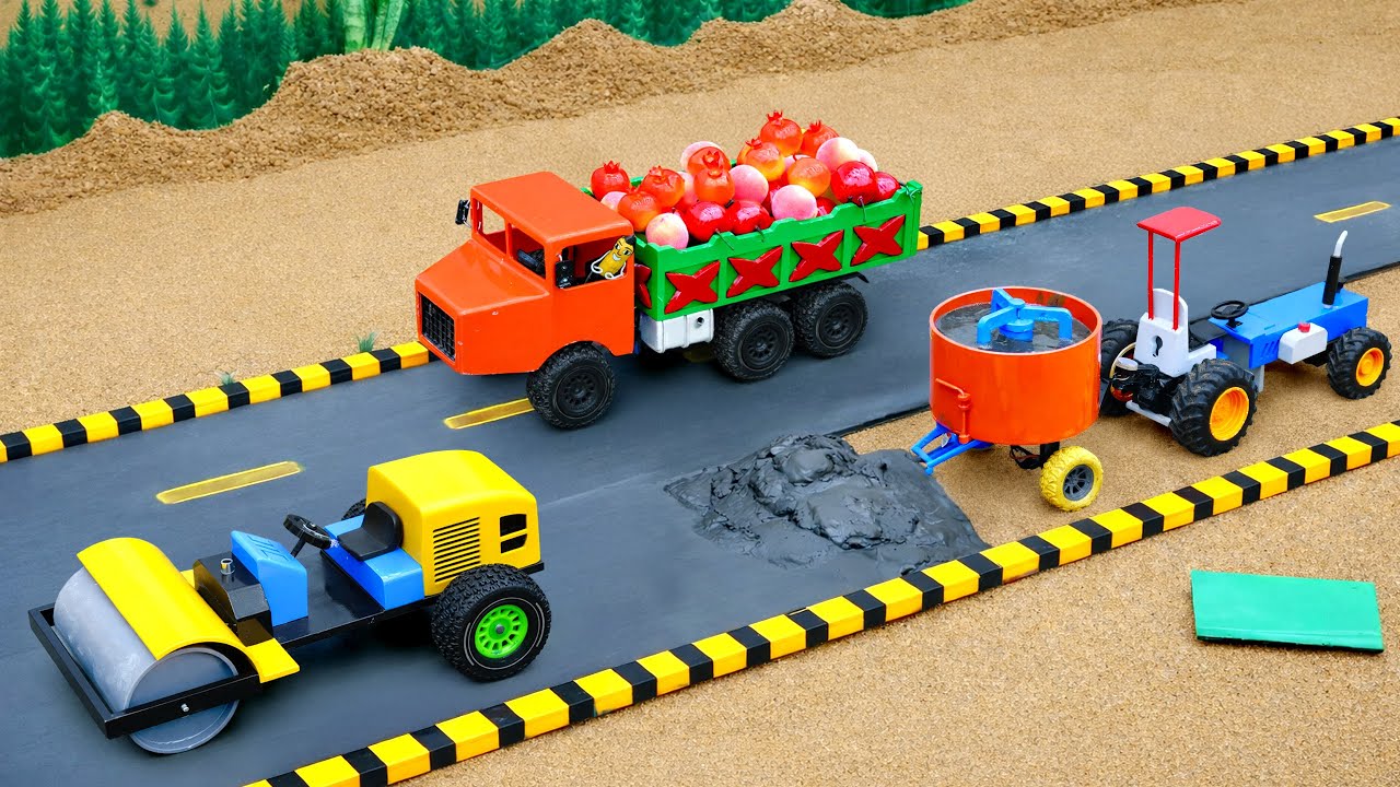 DIY Mini Tractor and Road Roller Build a Modern Concrete Road for Heavy Trucks | Science Project