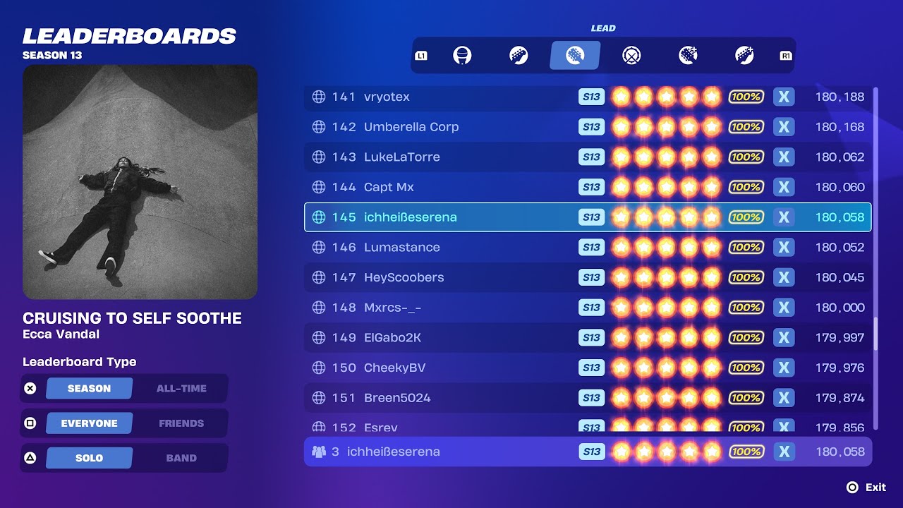 [Fortnite Festival S13] CRUISING TO SELF SOOTHE 100% FC Expert Lead