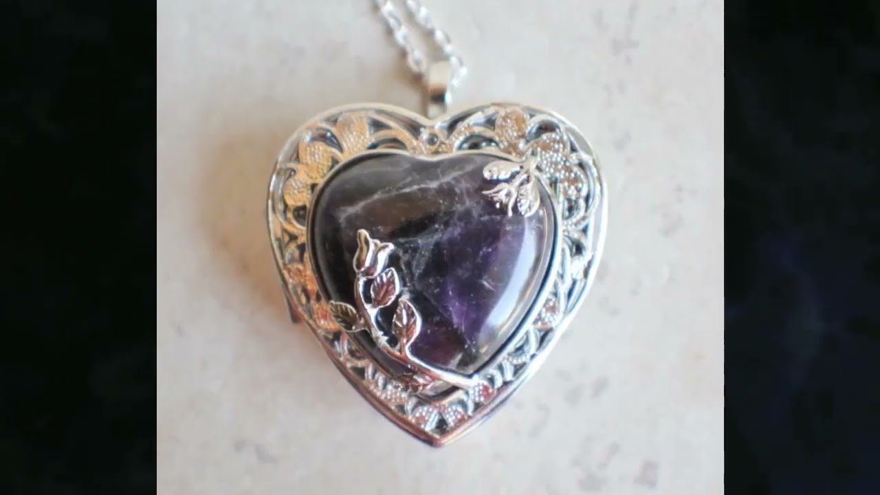 Amethyst Quartz Music Box Locket