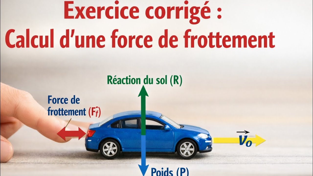Exercice corrigé avec Rappels de cours : Calcul d'une force de frottement.