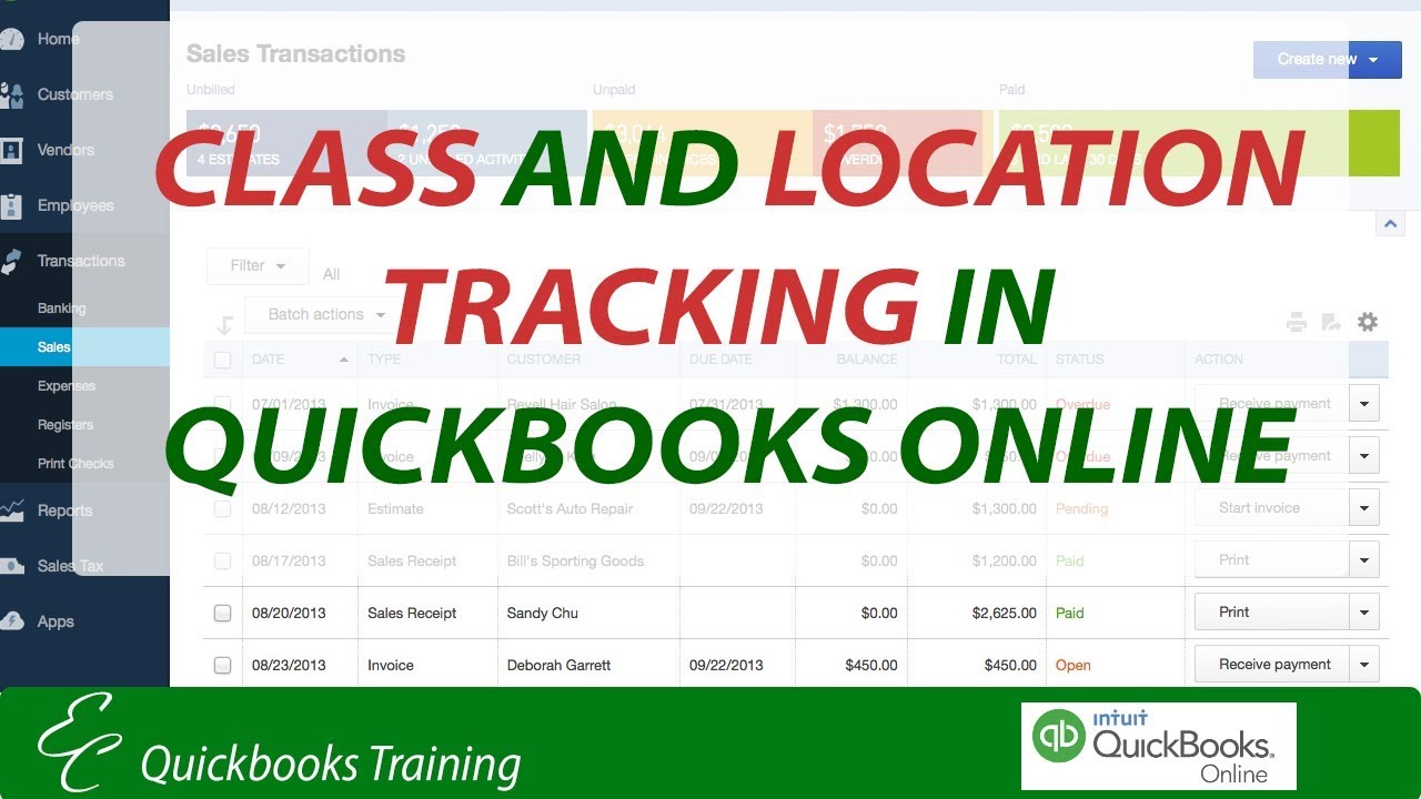 Class and Location Tracking in Quickbooks Online