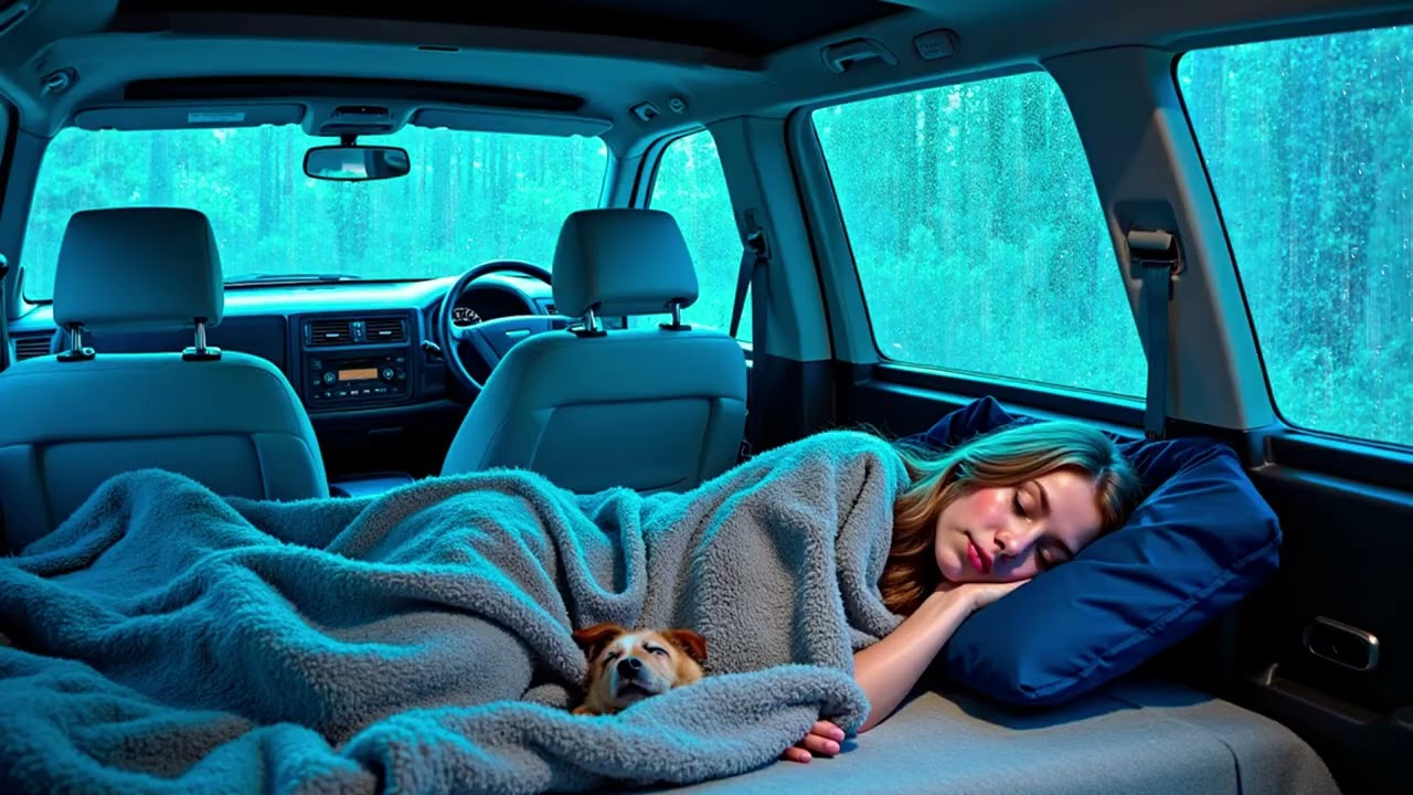 Heavy Rain & Thunder on Car Roof at Night | Cozy Storm Ambience to Fall Asleep in Minutes