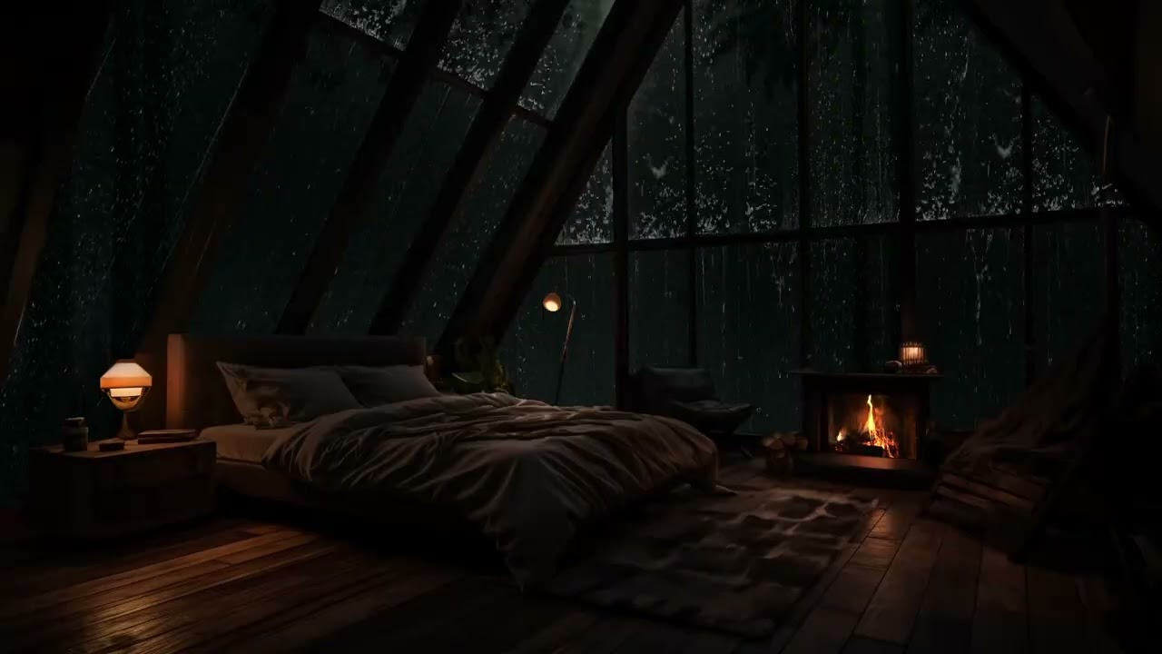 Wrapped in silence as rain slowly falls around a secluded cabin deep in the forest