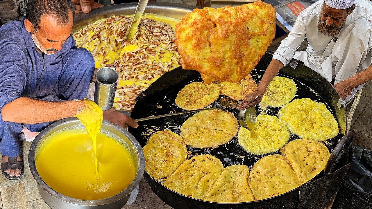 NEVER SEEN BEFORE ALMOND EGG MALPUA | Karachi Street Food Healthy Rabdi MALPUA Recipe | RAMADAN FOOD