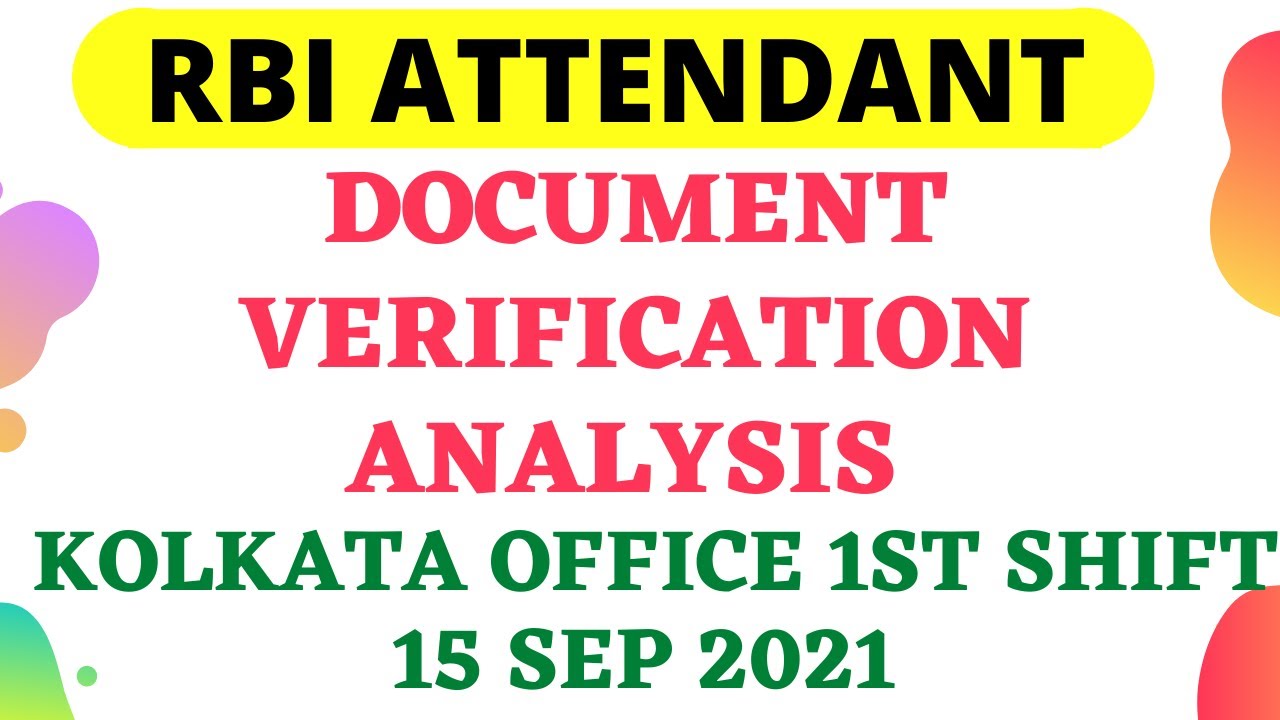 RBI Attendant Document Verification Analysis kolkata Office | क्या क्या पूछा गया | |15 Sep 1st Shift