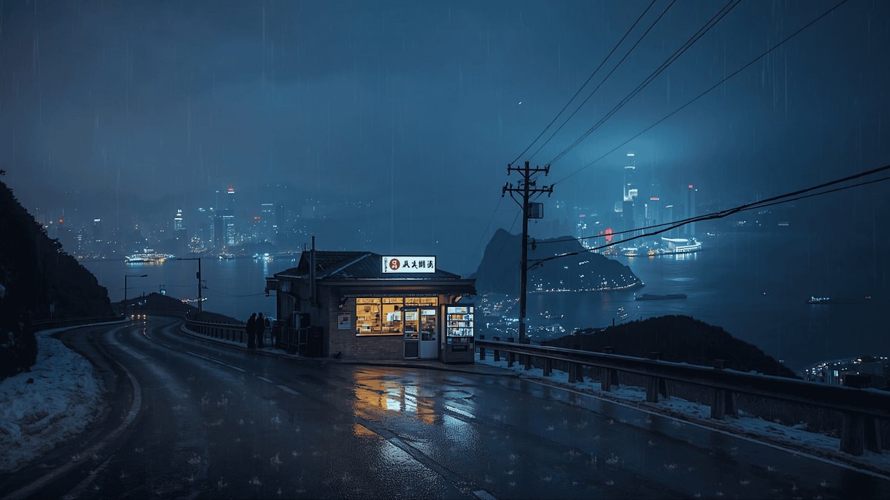 Osaka in Fading Rain 🌧️ — via 90s Lofi Late Night Street Vibes | 4K