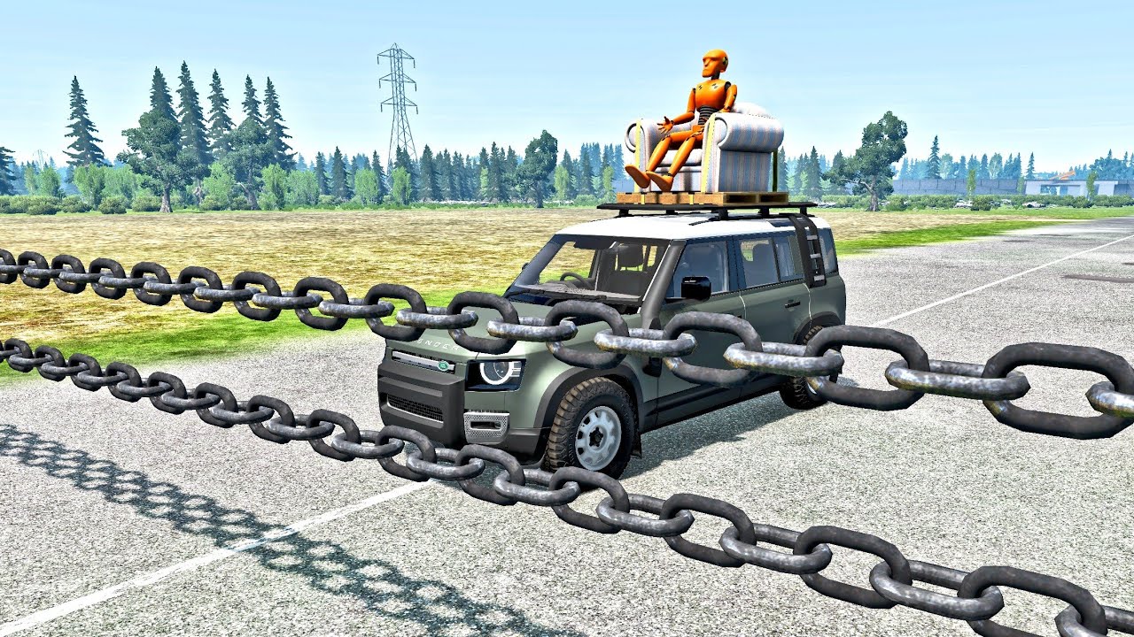 Cars vs Double Chain #2- BeamNG.drive