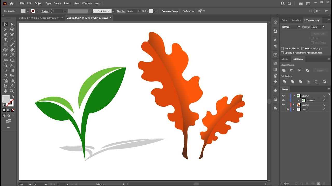 Как создать листья в Adobe Illustrator