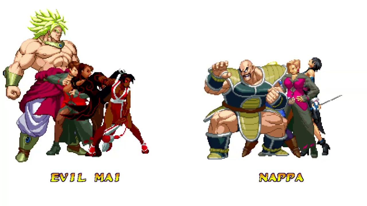 [4K] MUGEN: R, ETB – Evil Mai, Shadow Chin Li, Vice, Broly vs Nappa, Android 18, Mature, Shiki