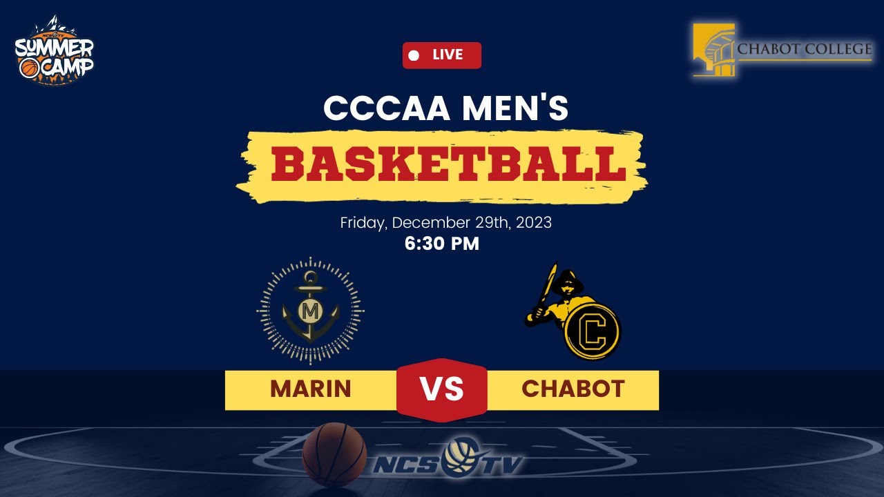 Marin vs Chabot College Men's Basketball LIVE 12/29/23