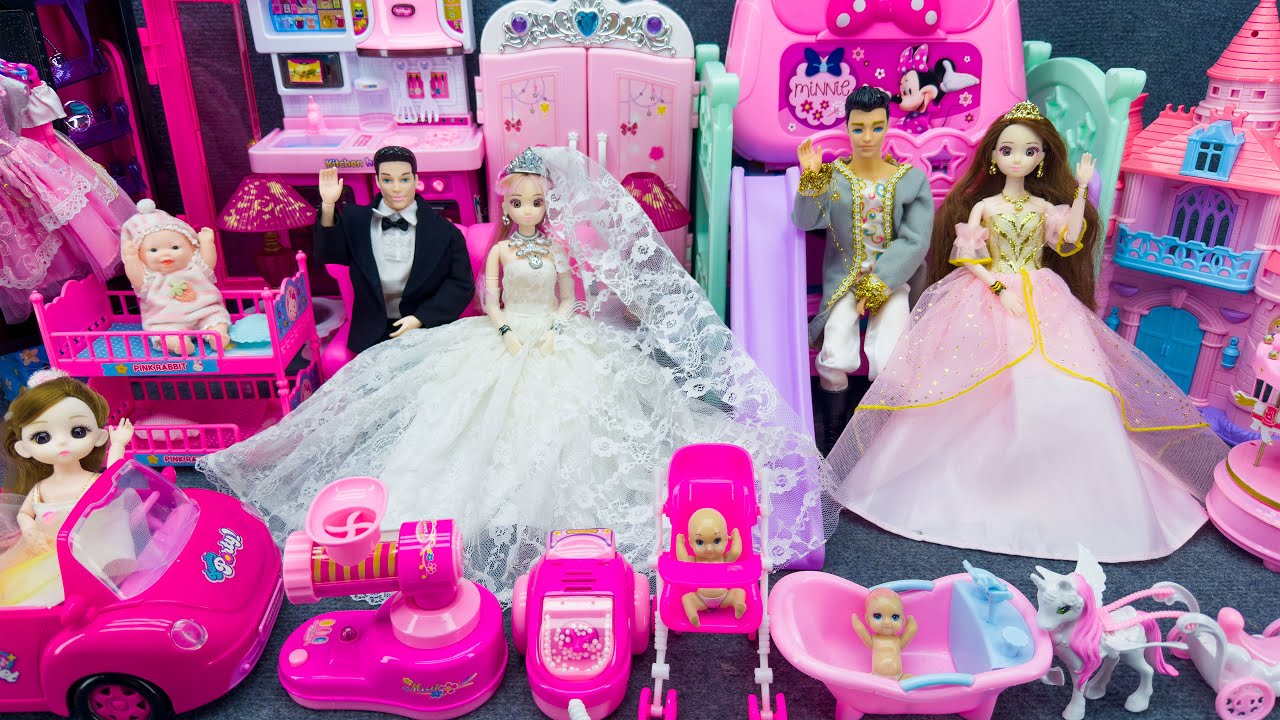 20 Minutes Satisfying Unboxing Barbie Princess Bedroom & Slide Dress Up Playset ASMR | Review Toys