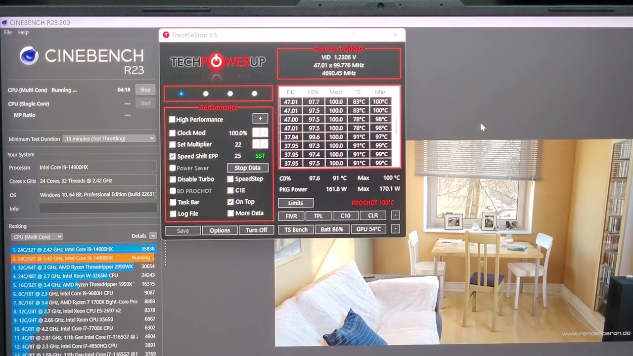 i9-14900HX super Cinebench R23 Score (10 minute version)