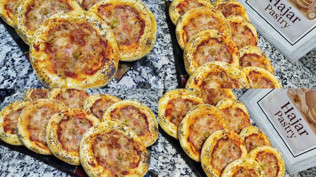 ميني بيتزا بعجين  قطني بلا تسراح و لا تقطاع  لذيذة بزاااف و خفيفة بسرعة كتوجد غدي تعتامديها لوصفاتك 