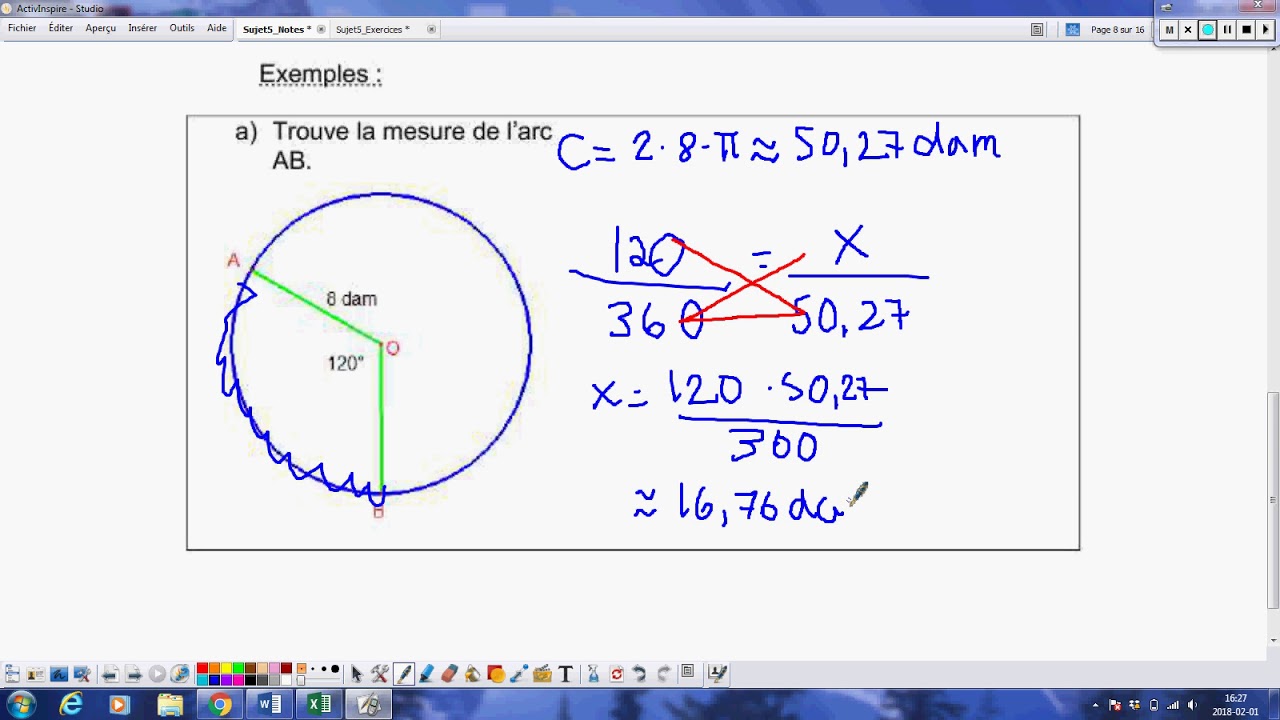 Trouver la mesure d'un arc de cercle