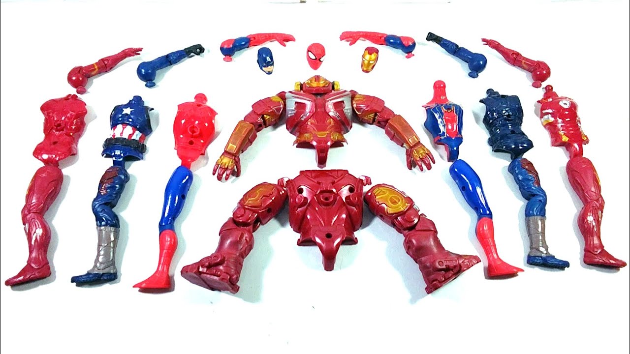 AVENGERS SUPERHERO TOYS IRONMAN VS CAPTAIN AMERICA VS SPIDER-MAN3 VS HULK BUSTER...