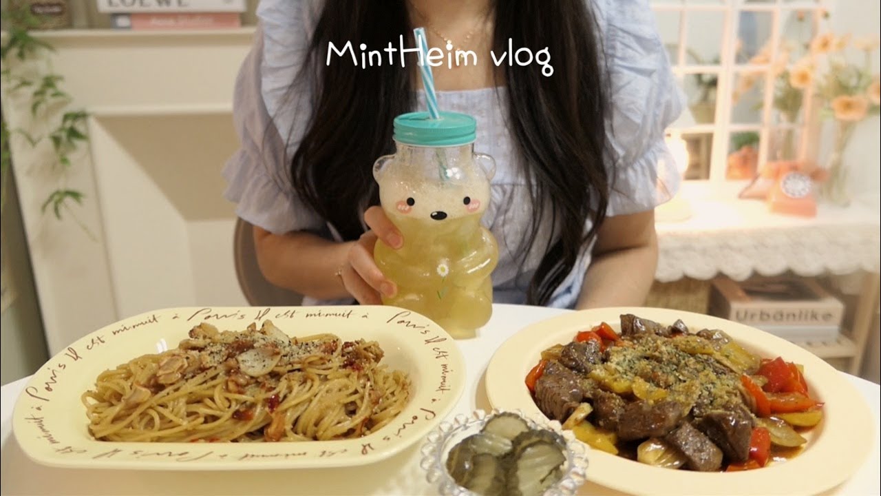 SUB)Корея vlog🍳Butter Garlic Pasta(Наркомания внимание)/Making Greek Yogurt/mart shopping/Mukbang