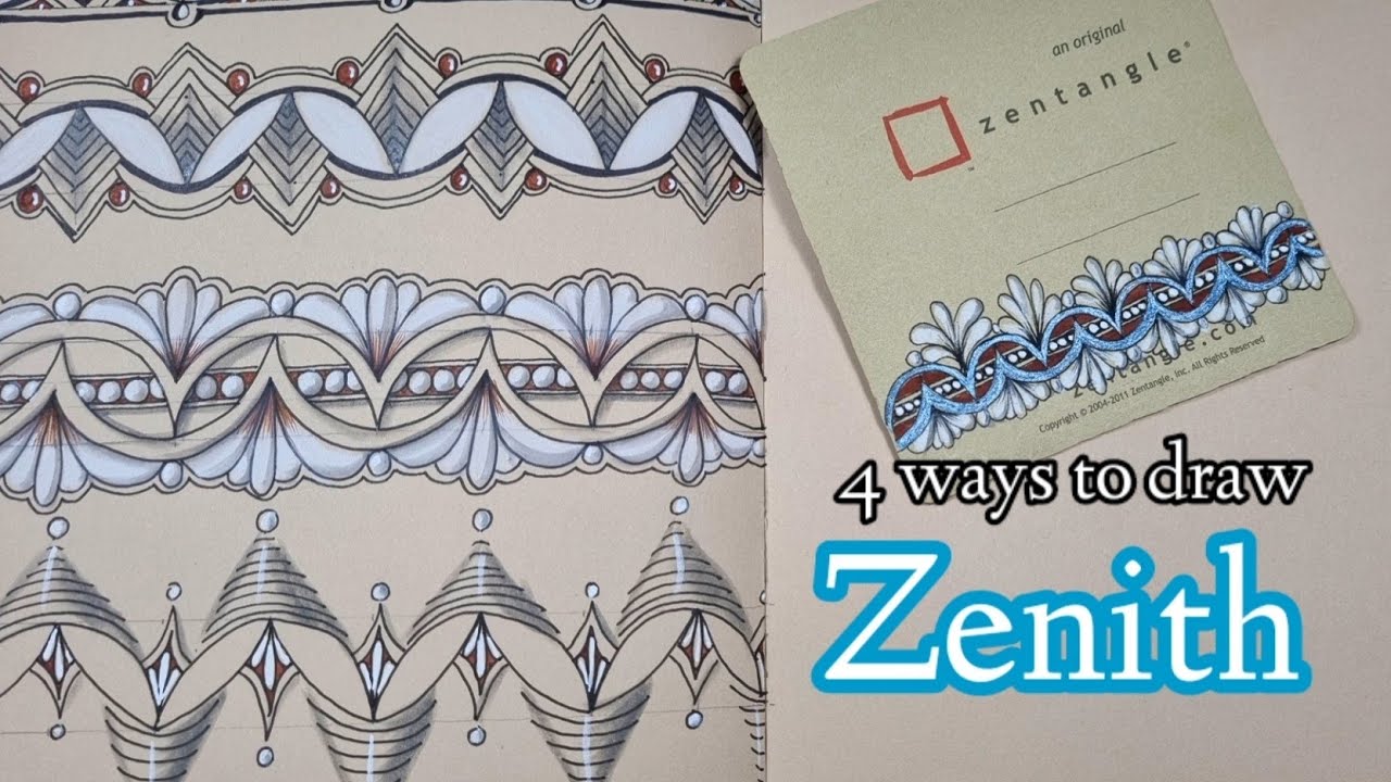 Inktober Tangles 2021/Day 8/Zenith/4 ways to draw Zenith
