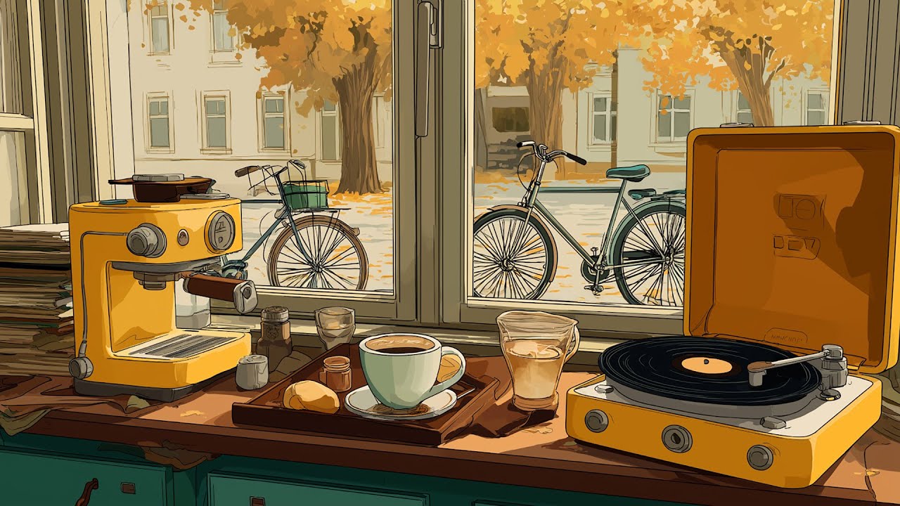 a cozy autumn morning in the 1950s| soft oldies playing in another room for work, study & relaxation