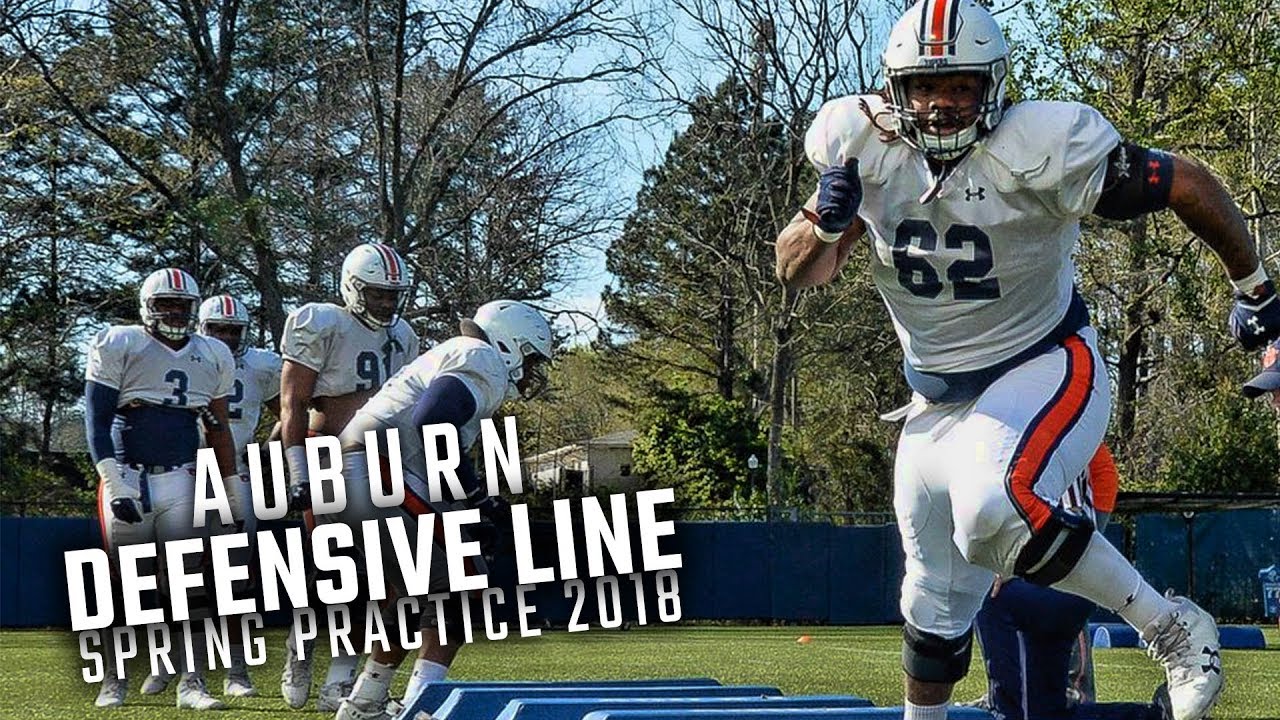 Watch coach Rodney Garner and the Auburn defensive line run drills on Day 6 of spring practice