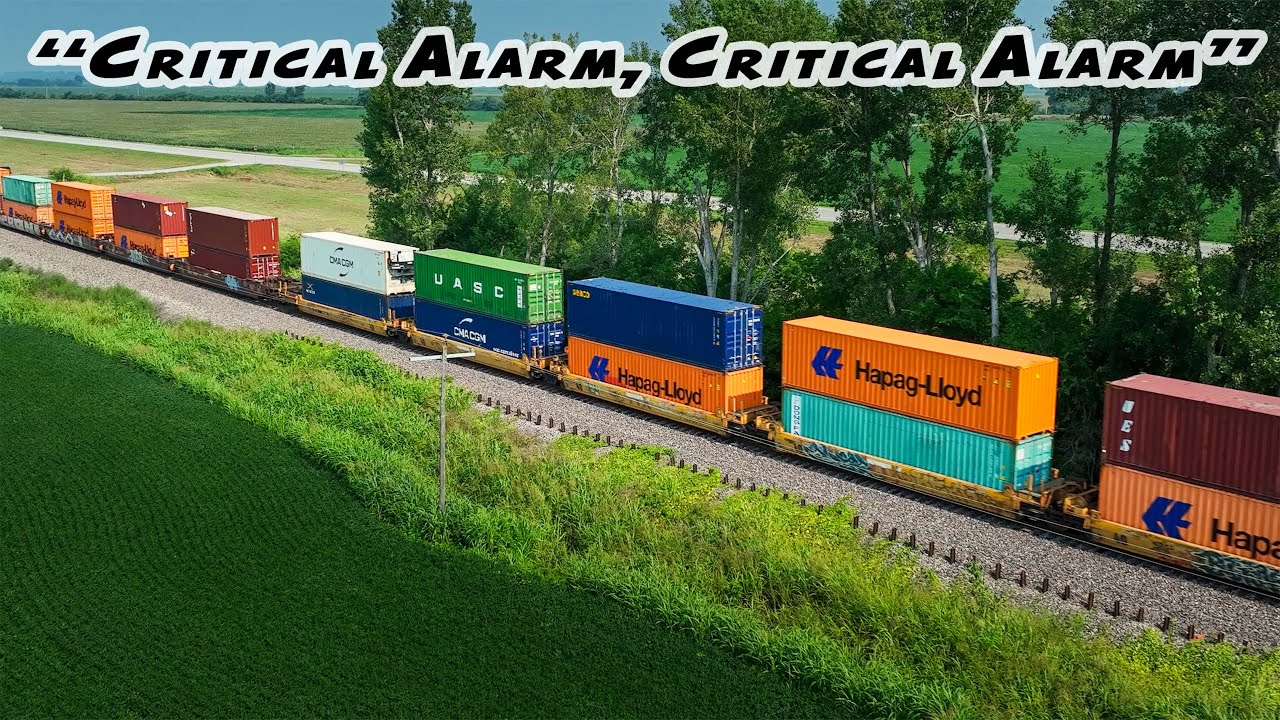 Defect detector at MP 249.5 announces a "critical alarm" for a hotbox on a westbound NS intermodal