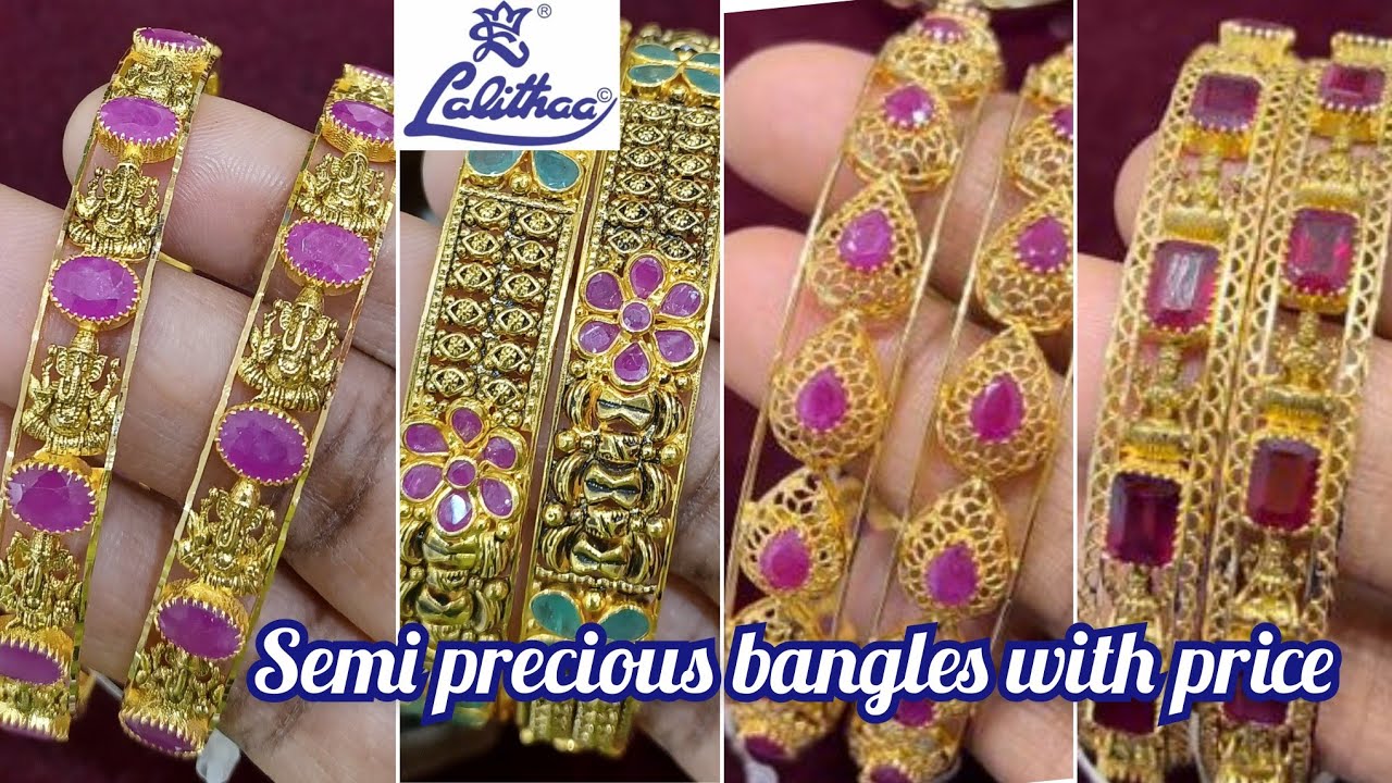 Lalitha Jewellers Exclusive ruby emerald bangles with price | stone bangles | lalitha jewellers