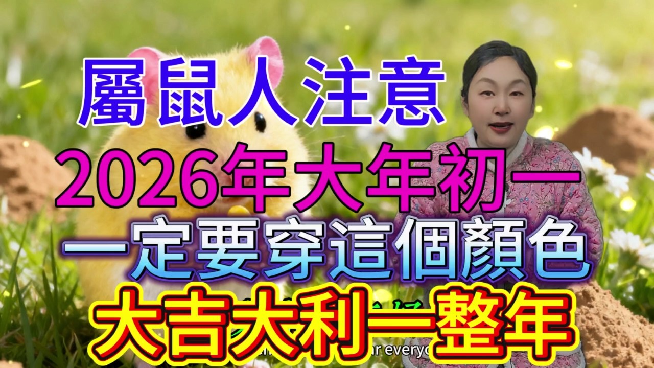 属鼠人注意啦，2026 年大年初一 一定要穿這個顏色，鴻運當頭擋不住，好運主動找上門，大吉大利一整年，開啟輝煌運勢，千萬別錯過這神奇色彩！#運勢 #補財庫旺財氣 #財富 #生肖 #命理