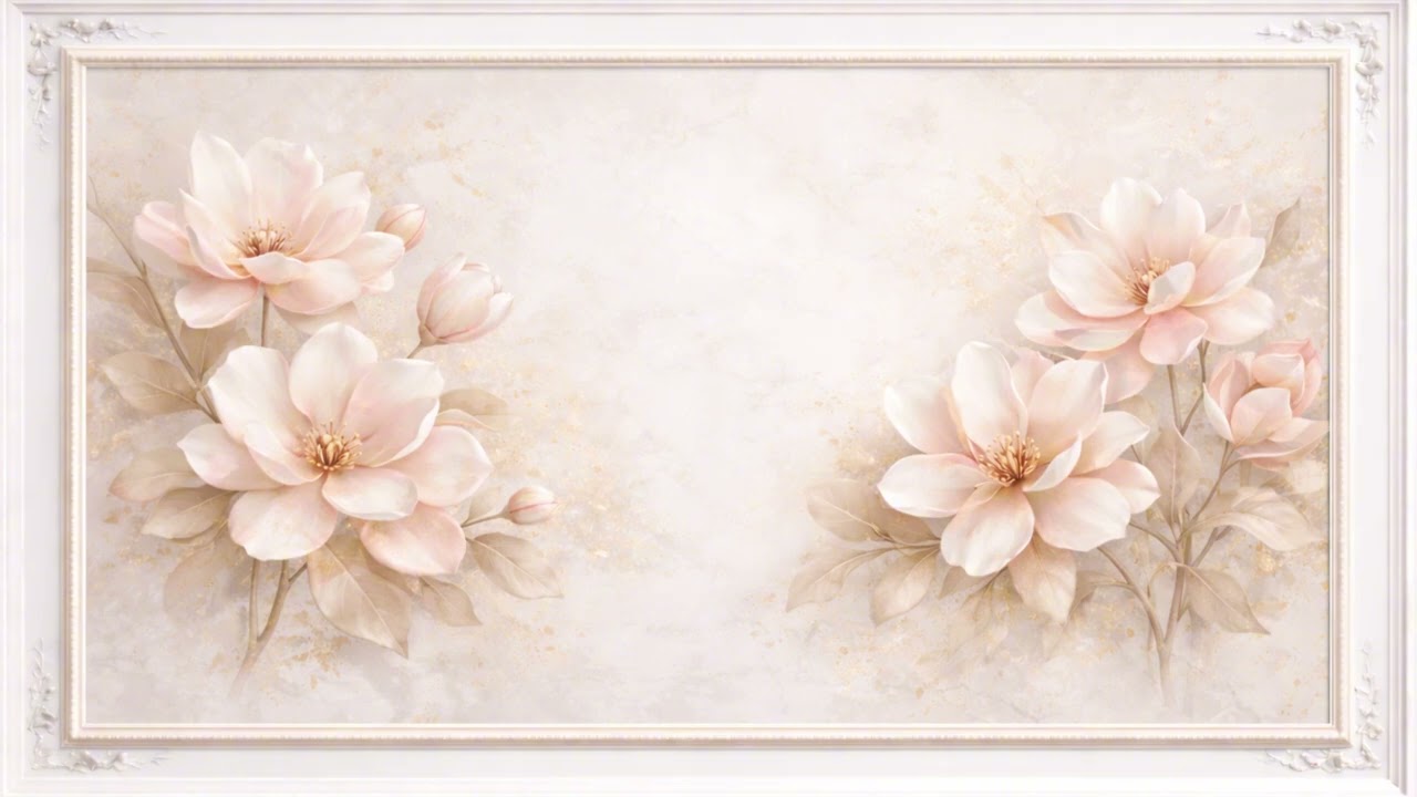 Blush Pink Floral Wall Art 4K | Soft Neutral Flower Frame TV Art Mode Elegant Decor Display