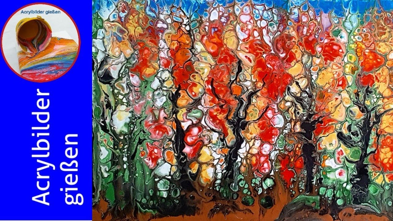 Acrylic Pouring deutsch: Zellen in strahlenden Farben durch neue Wischtechnik! 🎨 Vibrant cells!
