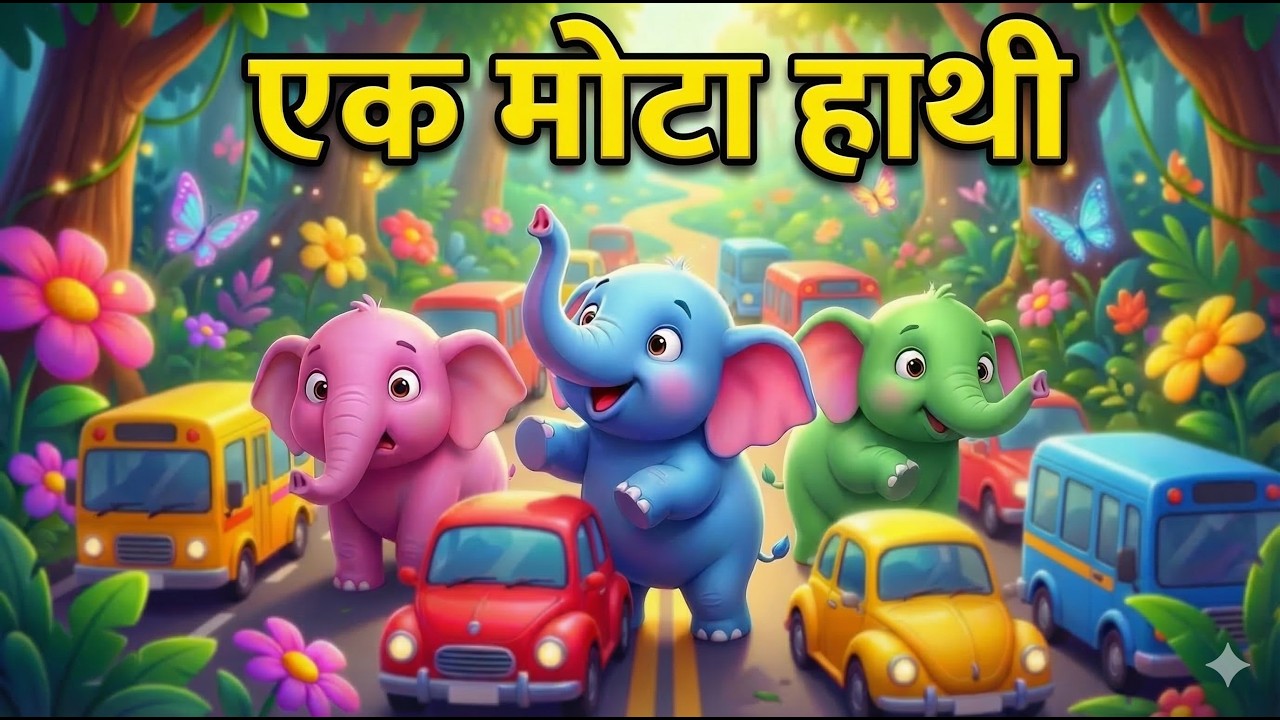 एक मोटा हाथी झूम के चला 🐘 | Nursery Rhyme | Elephant Song for Kids | Hindi Rhymes #ekmotahathi