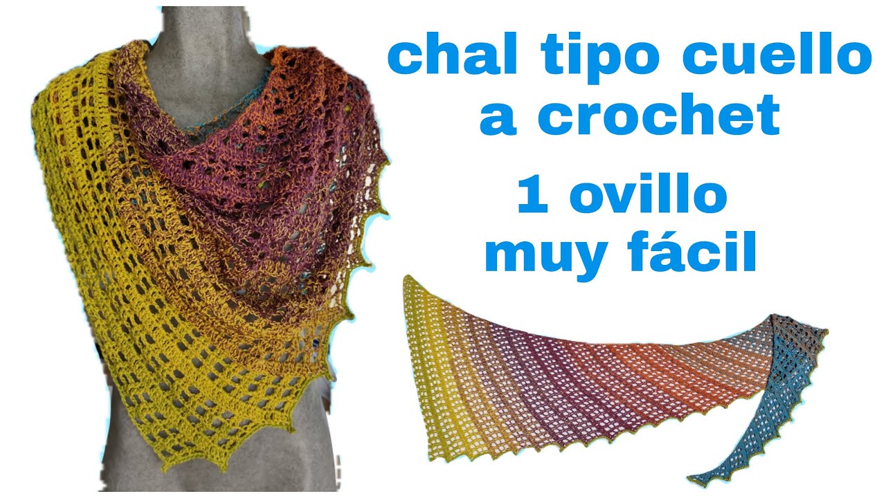 Chal tipo cuello a crochet con 1 ovillo de lana