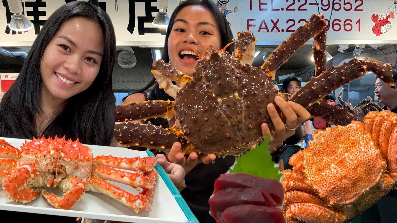 King Crab, Kegani Mukbang in Otaru, Sankaku Market (Hokkaido, Japan) Seafoods 