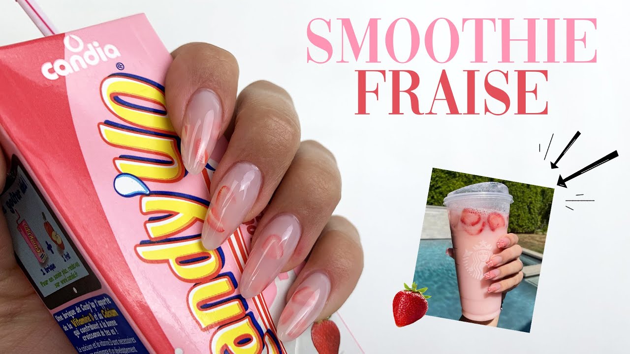 🍓TUTO NAIL ART SMOOTHIE À LA FRAISE 🥛