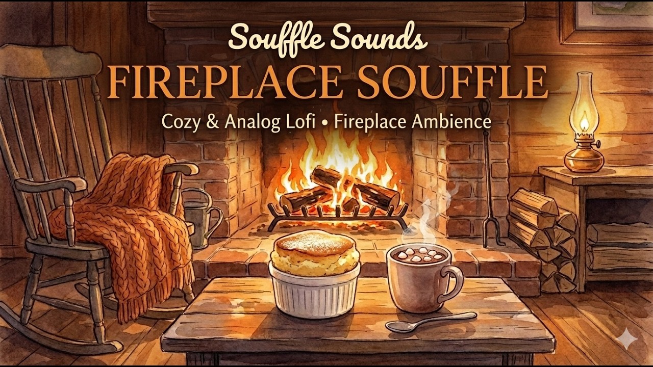 Fireplace Souffle 🪵 Cozy Analog Lofi & Crackling Fire Sounds