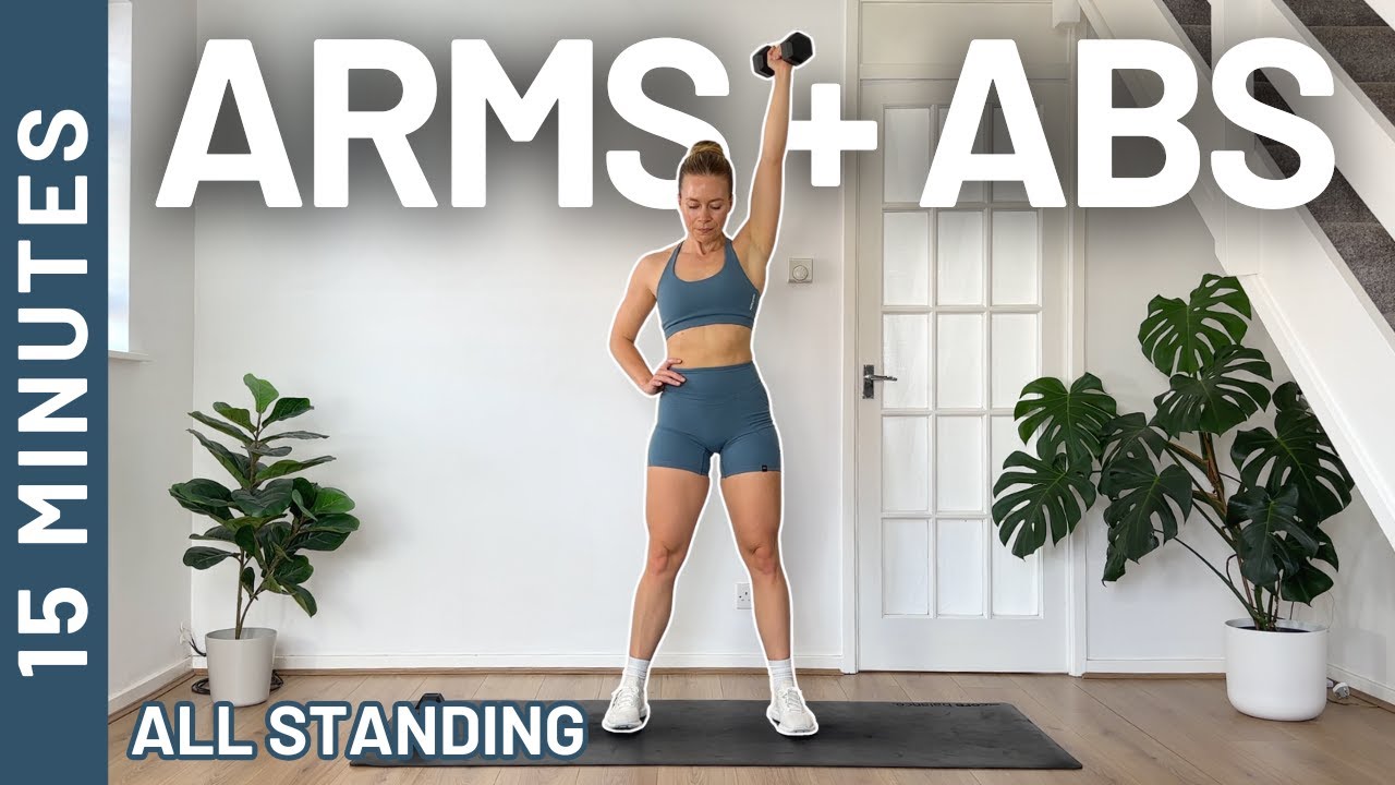 15 MIN STANDING ARMS AND ABS WORKOUT - with dumbbells