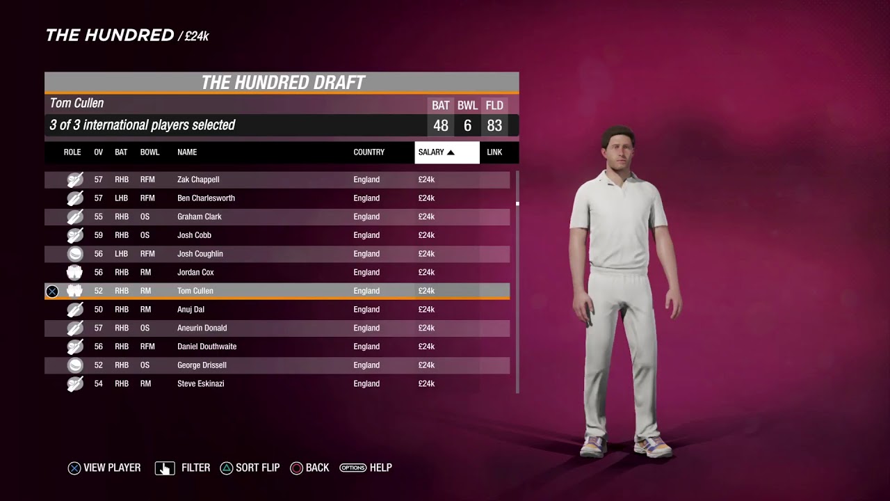 The Hundred : Cricket 19 : Auction / Draft Team