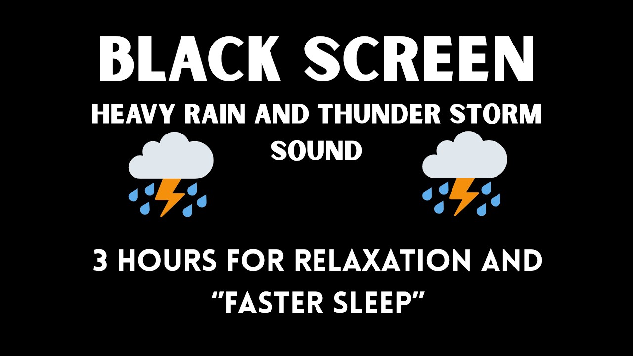 Heavy Rainstorm and Thunder - Black Screen | Stress Relief Sounds