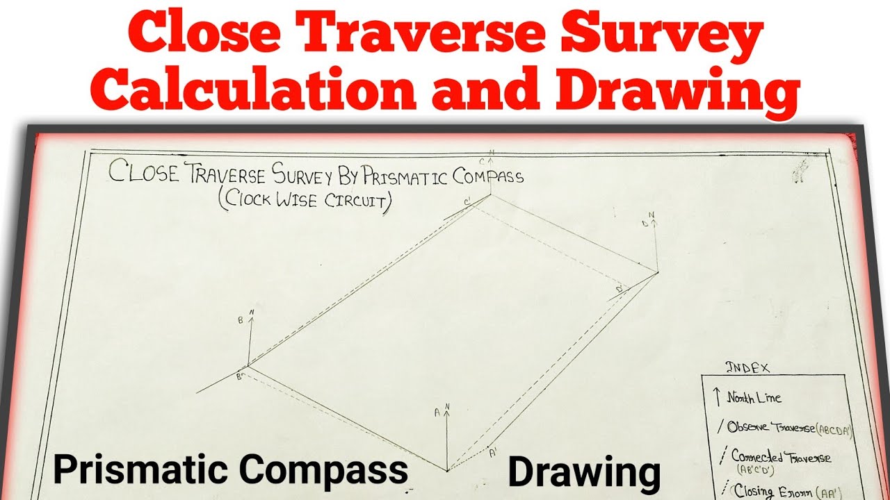 How to Calculation and Drawing of Close Traverse Survey By Prismatic Compass