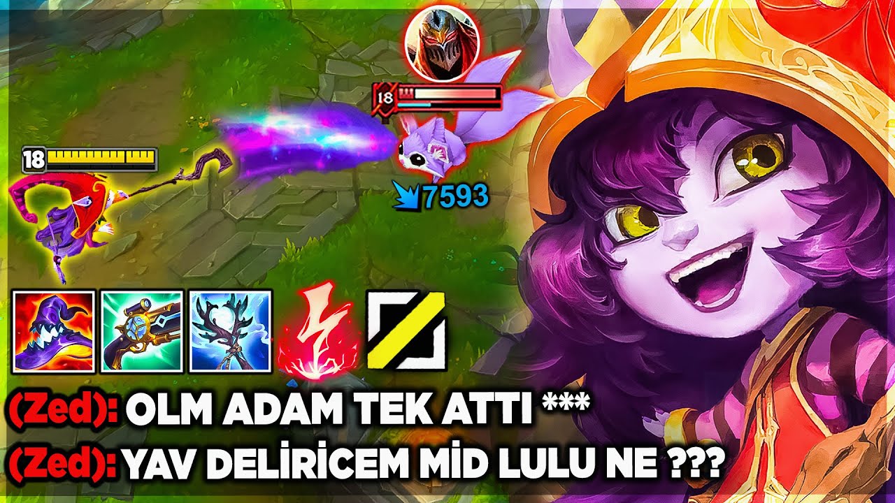 TROLLEDİĞİMİ SANDILAR PİŞMAN ETTİM !! Full AP Mid Lulu VS Zed !!