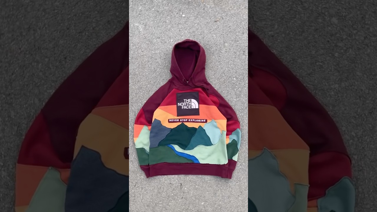 Do you like this sunset upcycled hoodie #upcycle #rework #sewing