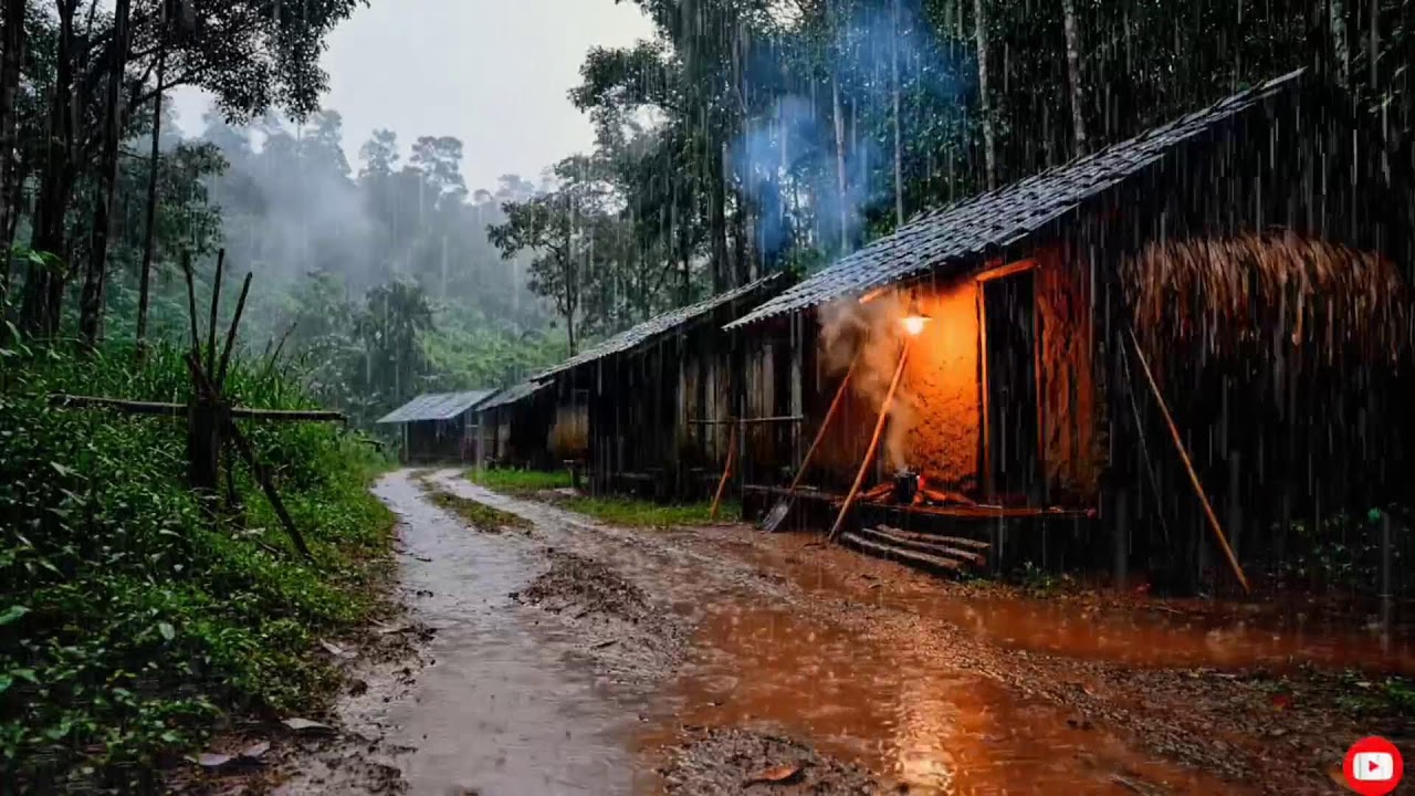 Durma em 5 Minutos 💤 Chuva Relaxante na Floresta Negra | Sons Calmantes de Casa Abandonada (LIVE)