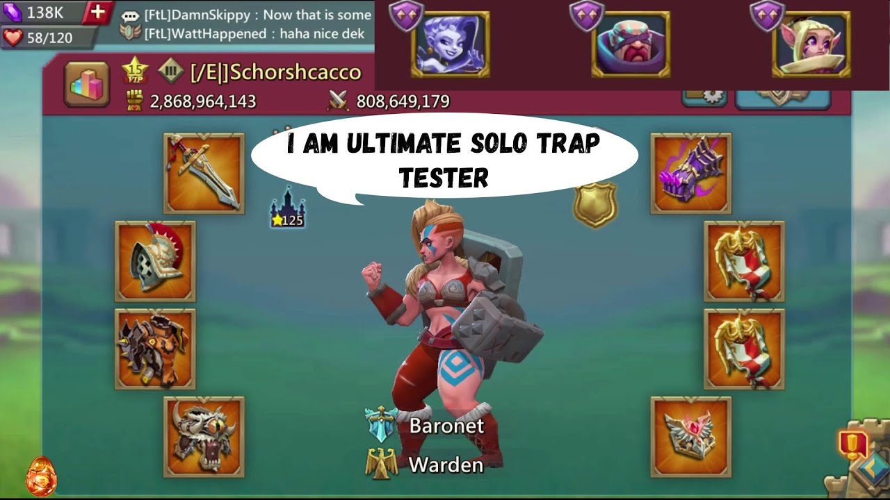 Solo trap vs t5 hits from 11k mythic champion player in lords mobile gameplay!