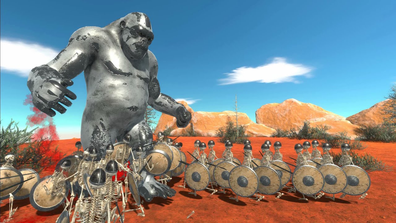 Gorilla k&auml;mpft gegen eine Armee von Skeletten - Kampfsimulator der Tierrevolte