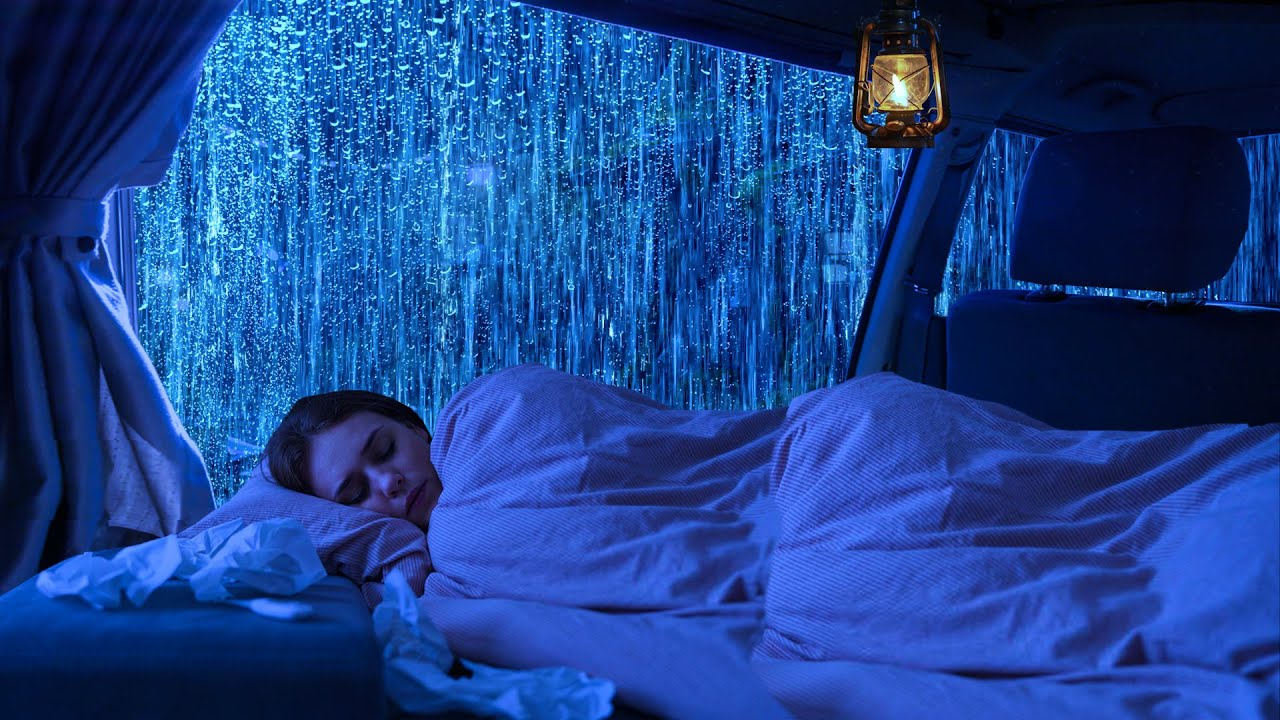 Durma Imediatamente com Chuva Torrencial na Janela do Carro - Barulho de Chuva Para Dormir |ASMR