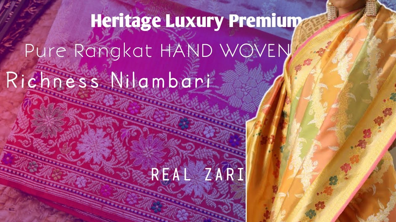 Richness Heritage Luxurious Pure Rangkat Hand Woven Jangla Allover Nilambari Sarees #iktara #video 