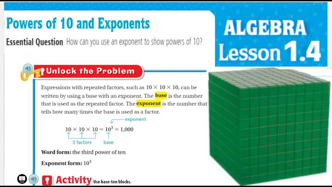 Go Math 5th Grade Lesson 1.4 Powers of 10 and Exponents UPDATED