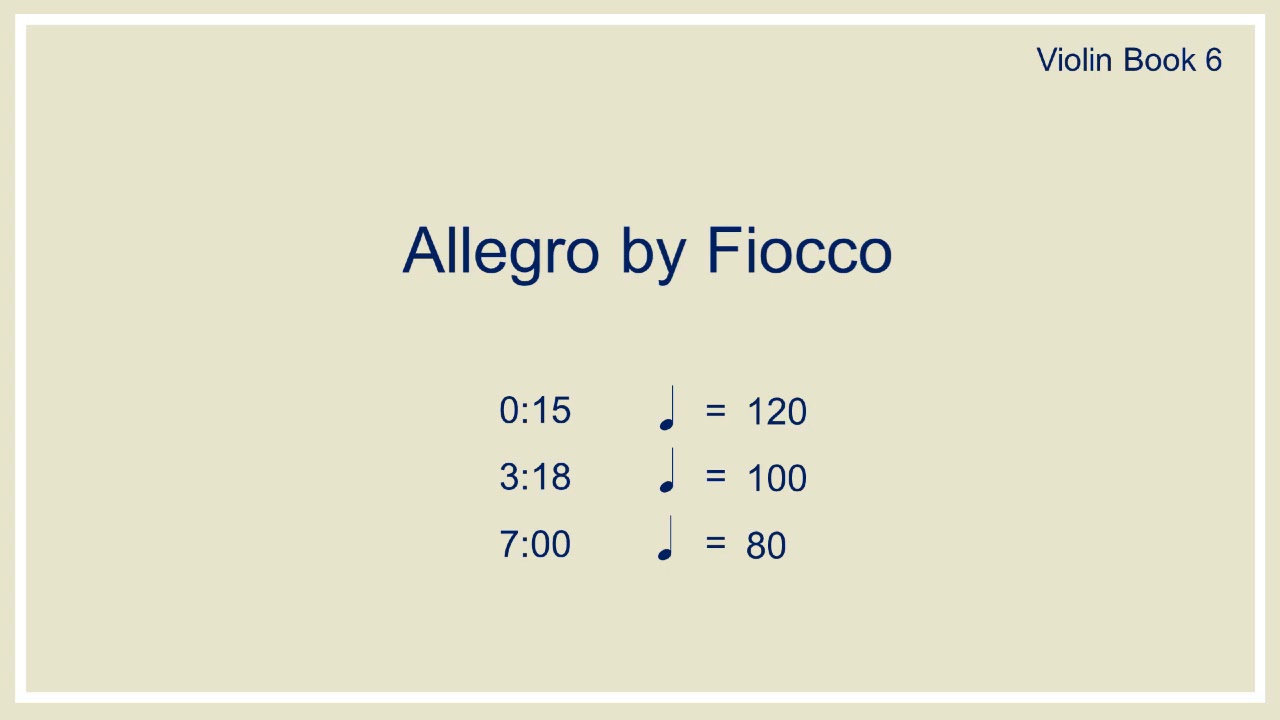 Allegro by Fiocco | Piano Accompaniment for Violin Book 6