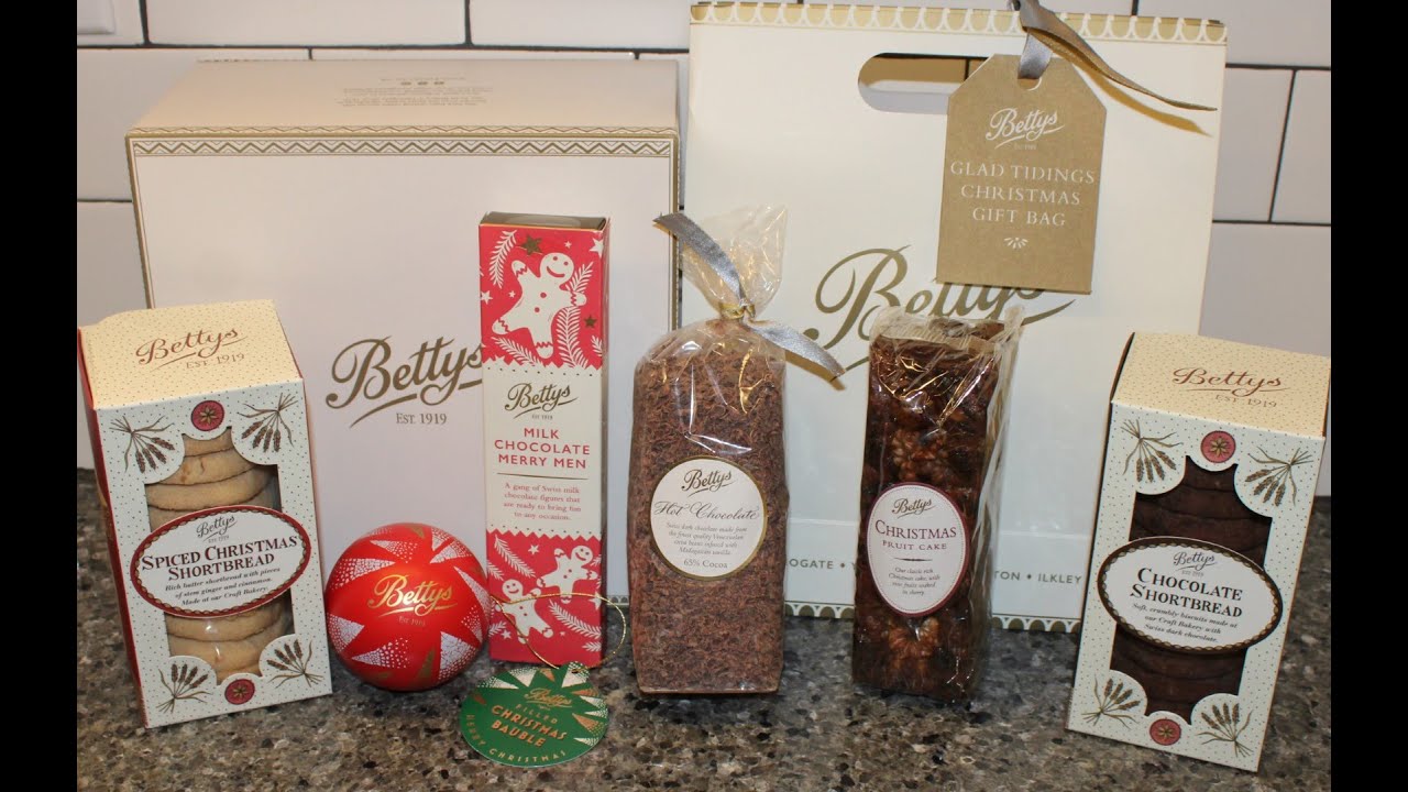 Bettys Hot Chocolate, Merry Men, Filled Bauble, Christmas & Chocolate Shortbread, Fruit Cake