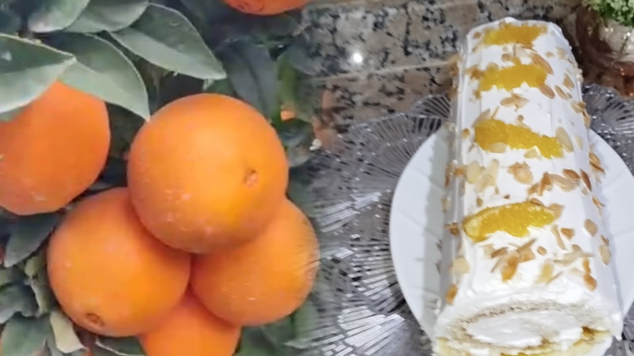 كيك رول بنكهة البرتقال المنعشة 🍊