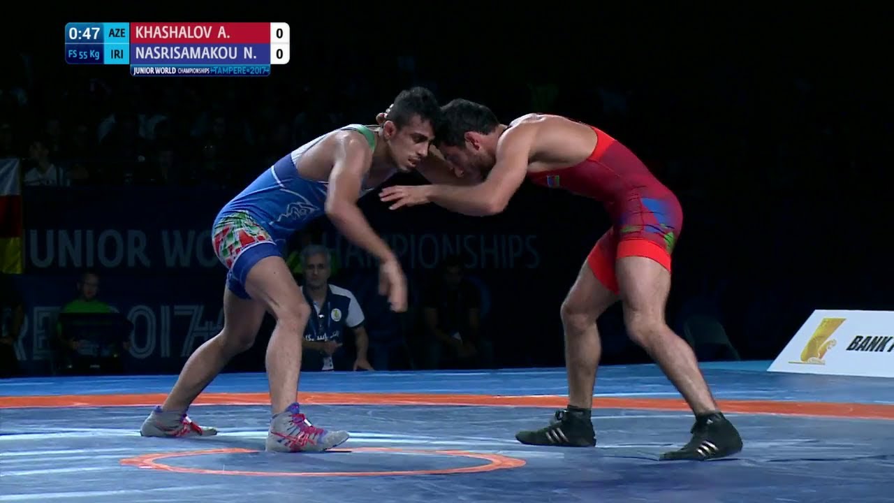 BRONZE FS - 55 kg: A. KHASHALOV (AZE) df. N. NASRISAMAKOU (IRI) by VPO1, 8-7